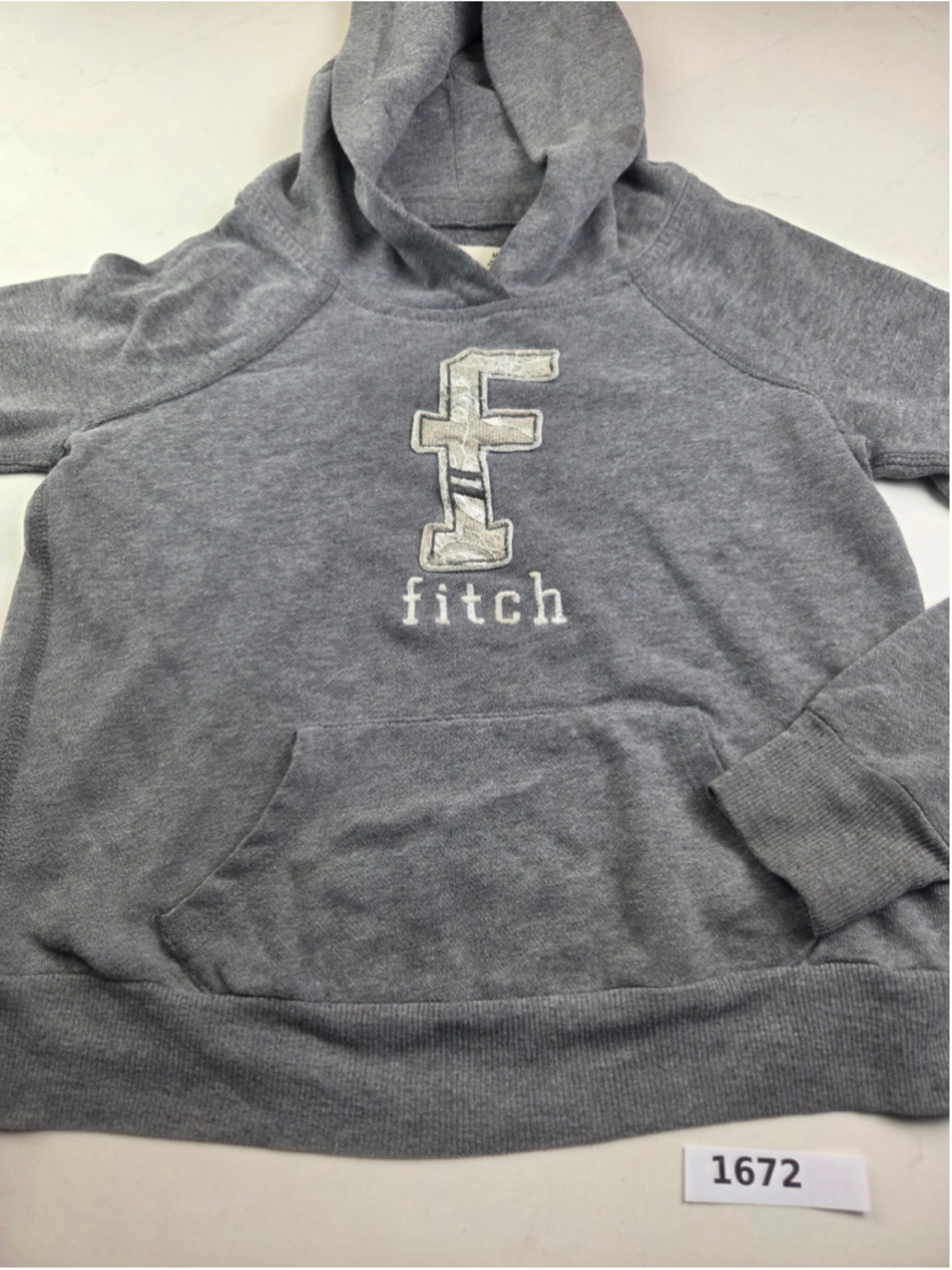 Girls Abercrombie & Fitch Hoodie Sweatshirt Size M Grey White #1672